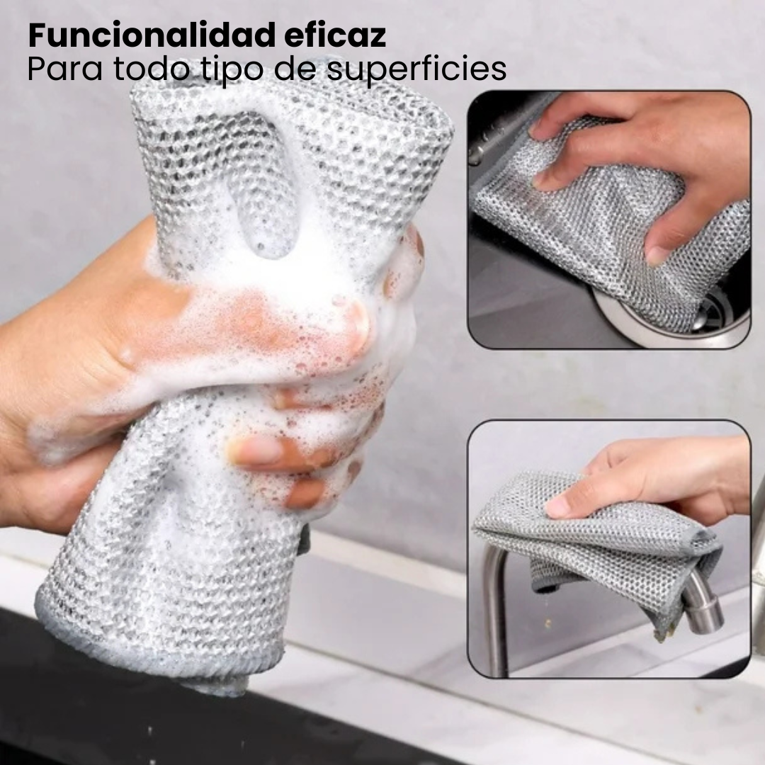 Fregamax® Combo de 5 paños metalicos 🧼